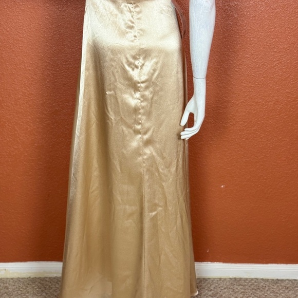 AZAZIE Elegant Gold Satin Evening Gown Size A2. E83 - Picture 12 of 16
